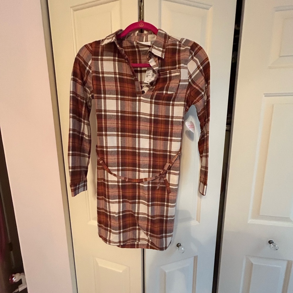 Fall flannel shirt dress